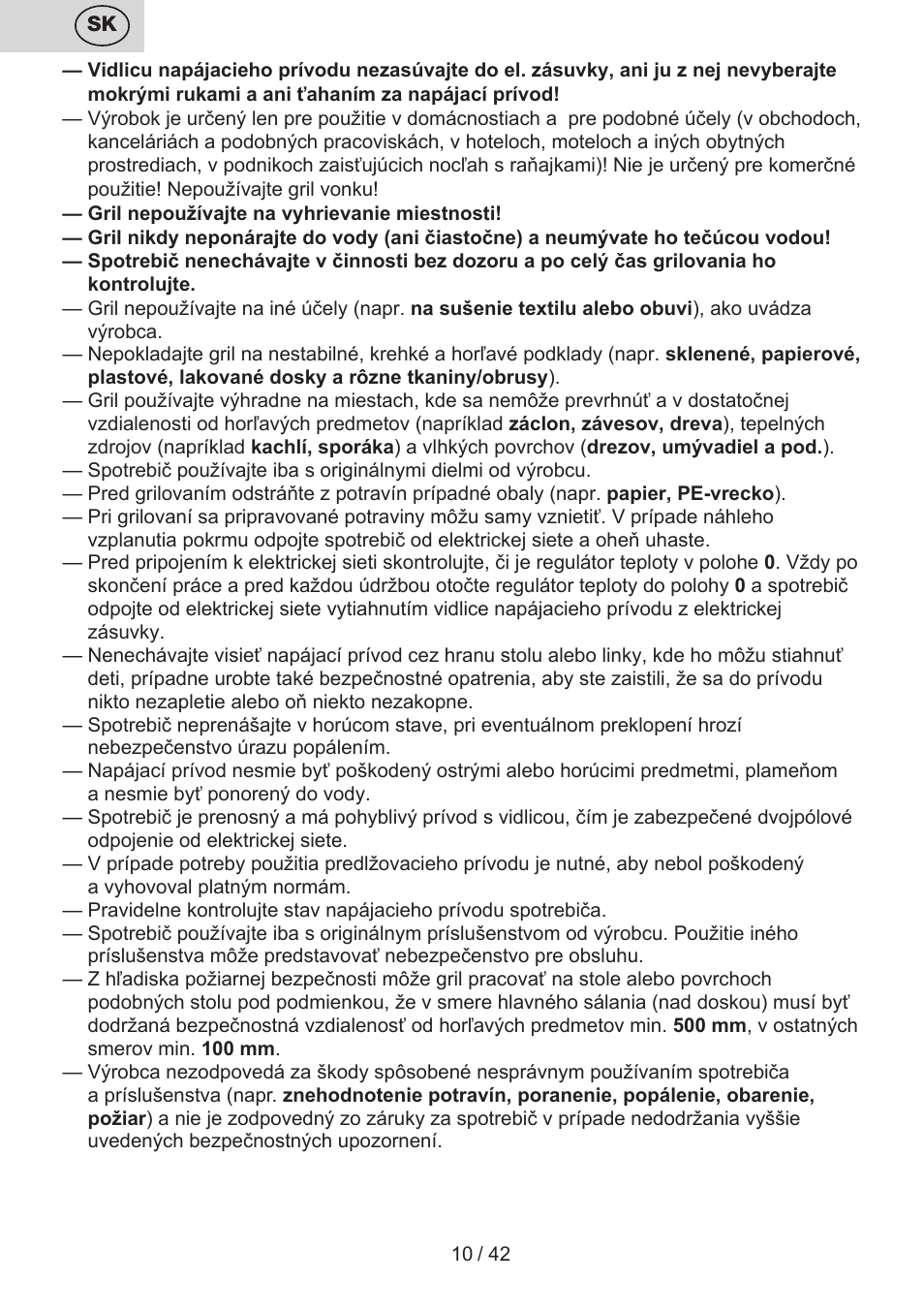 ETA Raclette User Manual | Page 10 / 44