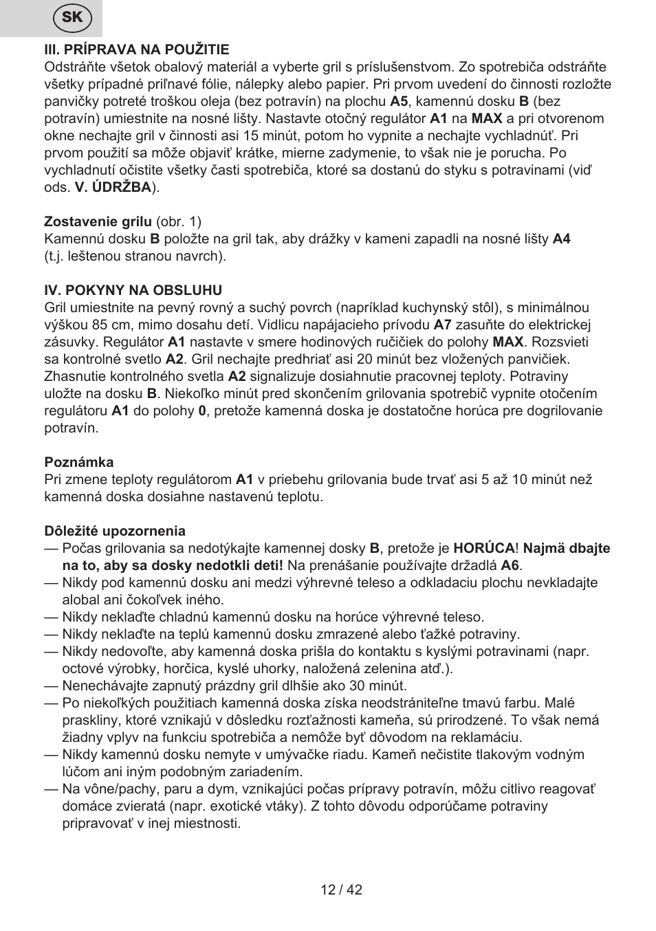 ETA Raclette User Manual | Page 12 / 44