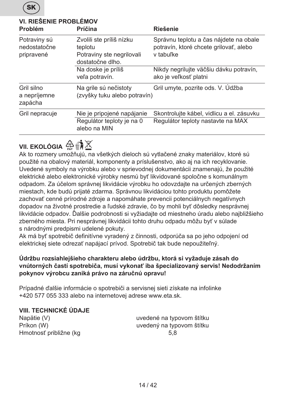 ETA Raclette User Manual | Page 14 / 44