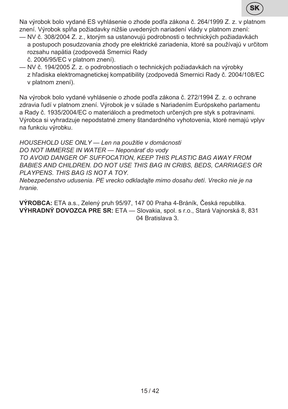ETA Raclette User Manual | Page 15 / 44