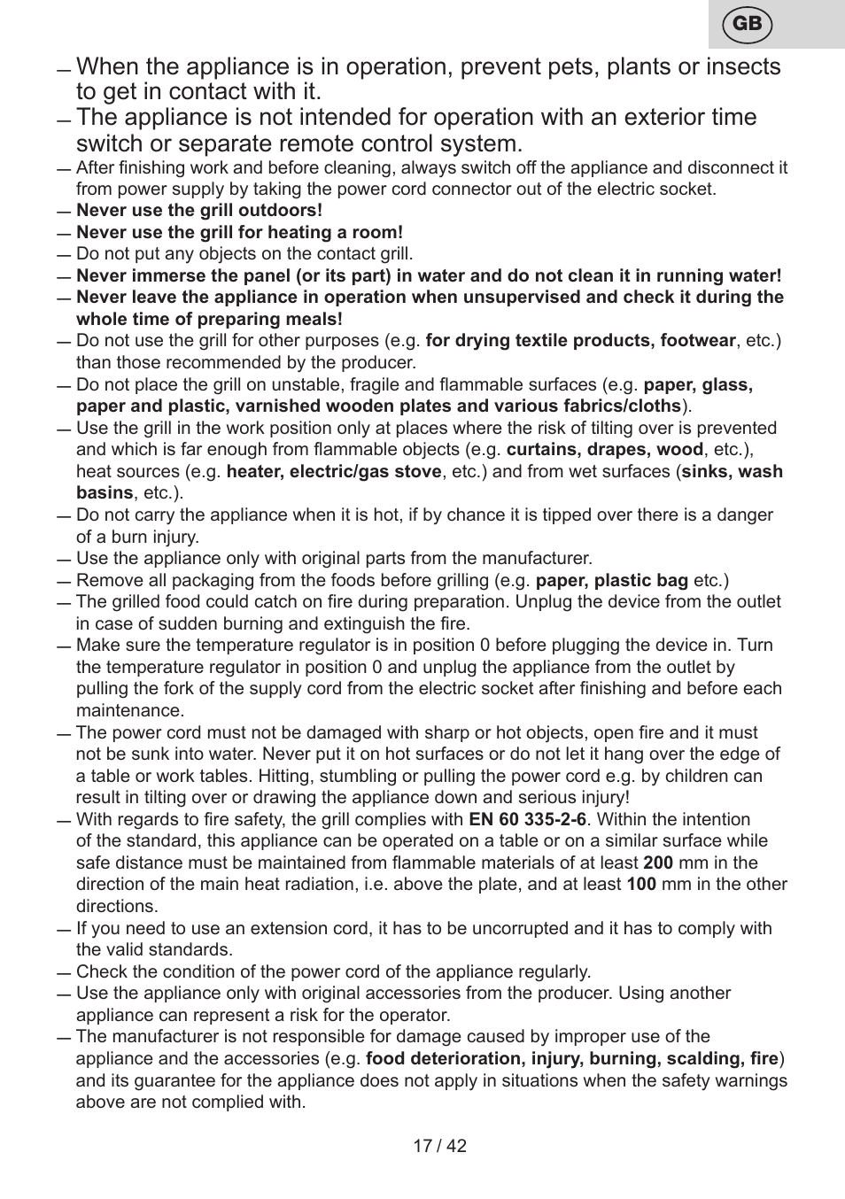 ETA Raclette User Manual | Page 17 / 44