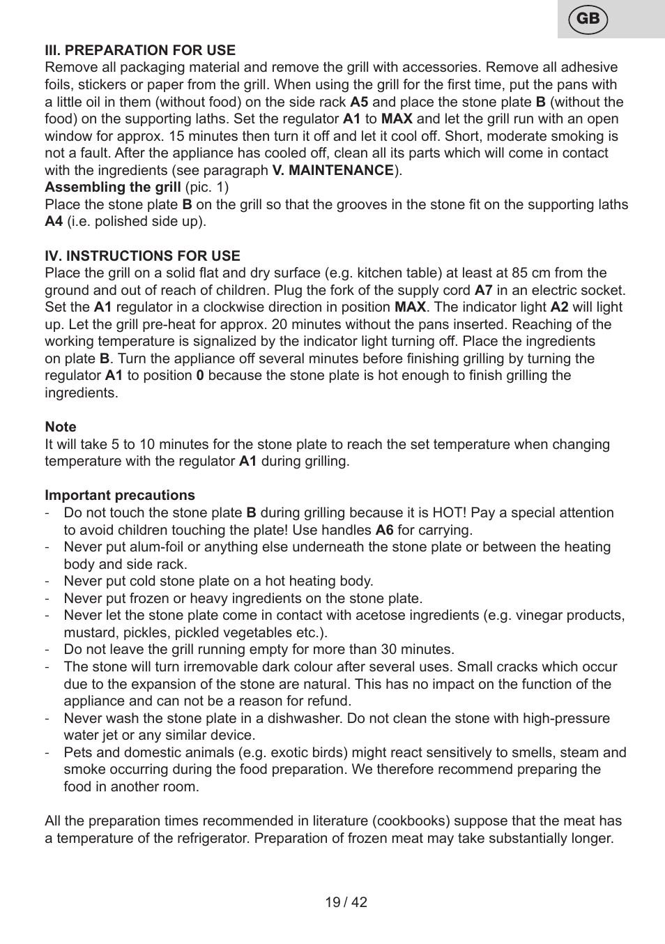 ETA Raclette User Manual | Page 19 / 44