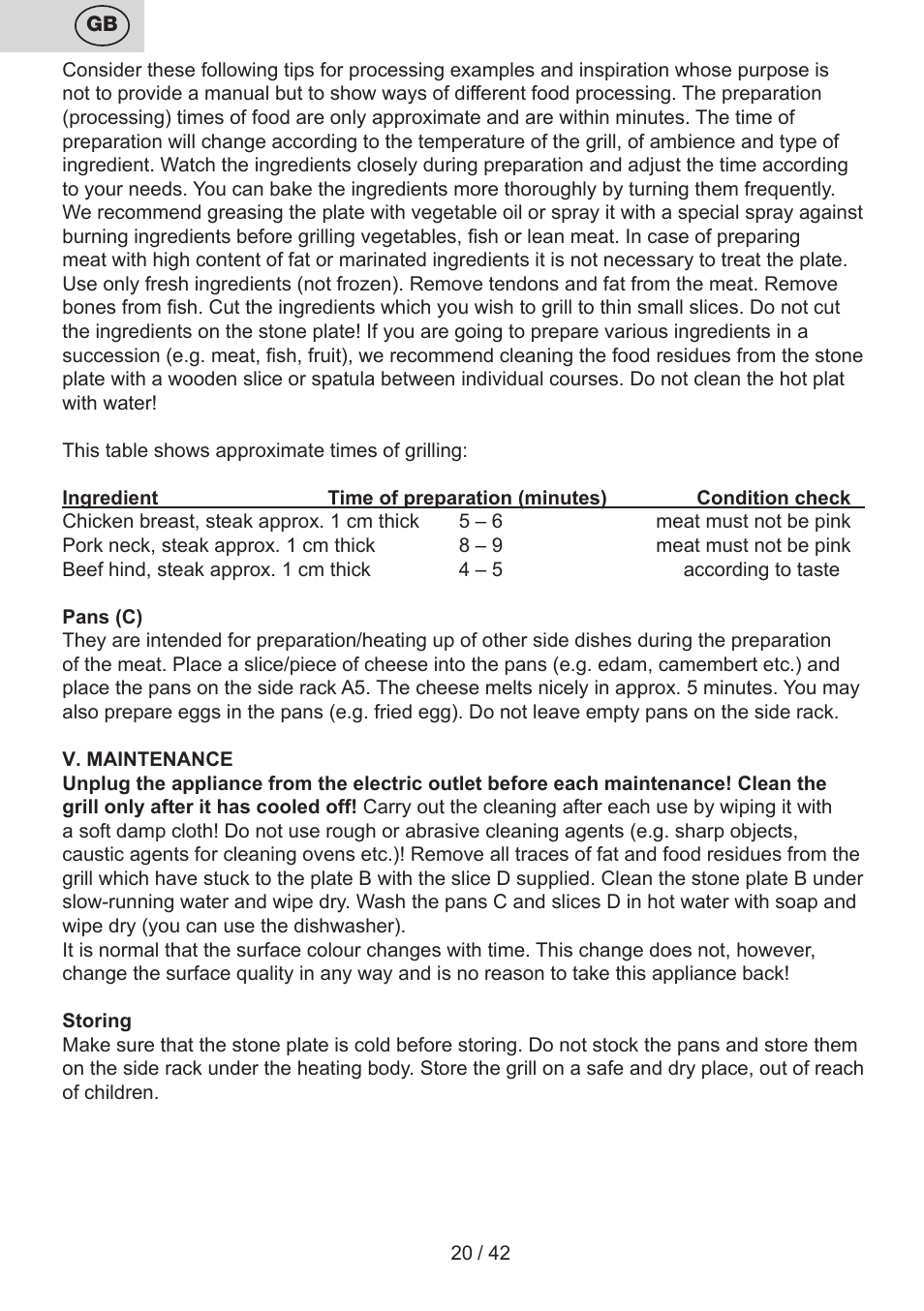 ETA Raclette User Manual | Page 20 / 44