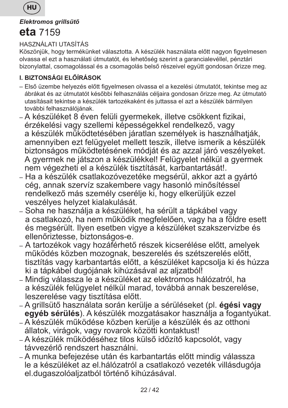 ETA Raclette User Manual | Page 22 / 44