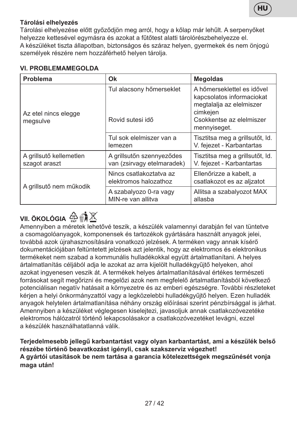 ETA Raclette User Manual | Page 27 / 44