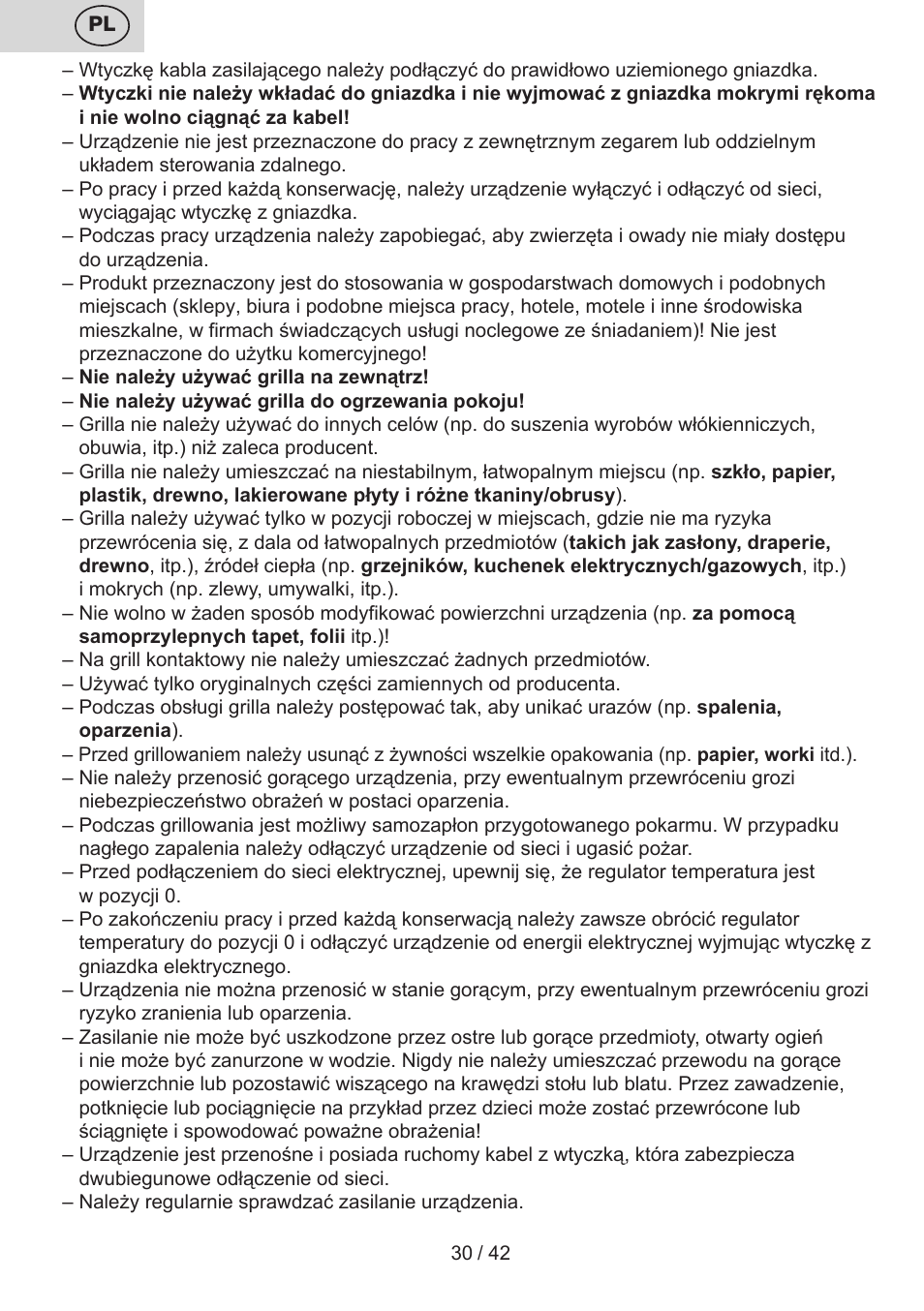 ETA Raclette User Manual | Page 30 / 44