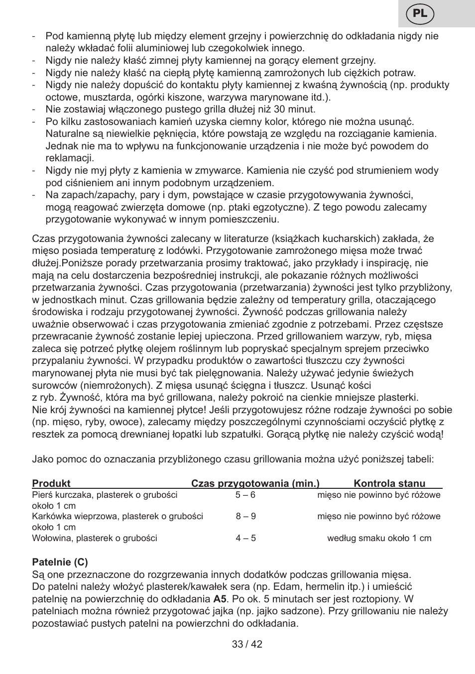 ETA Raclette User Manual | Page 33 / 44