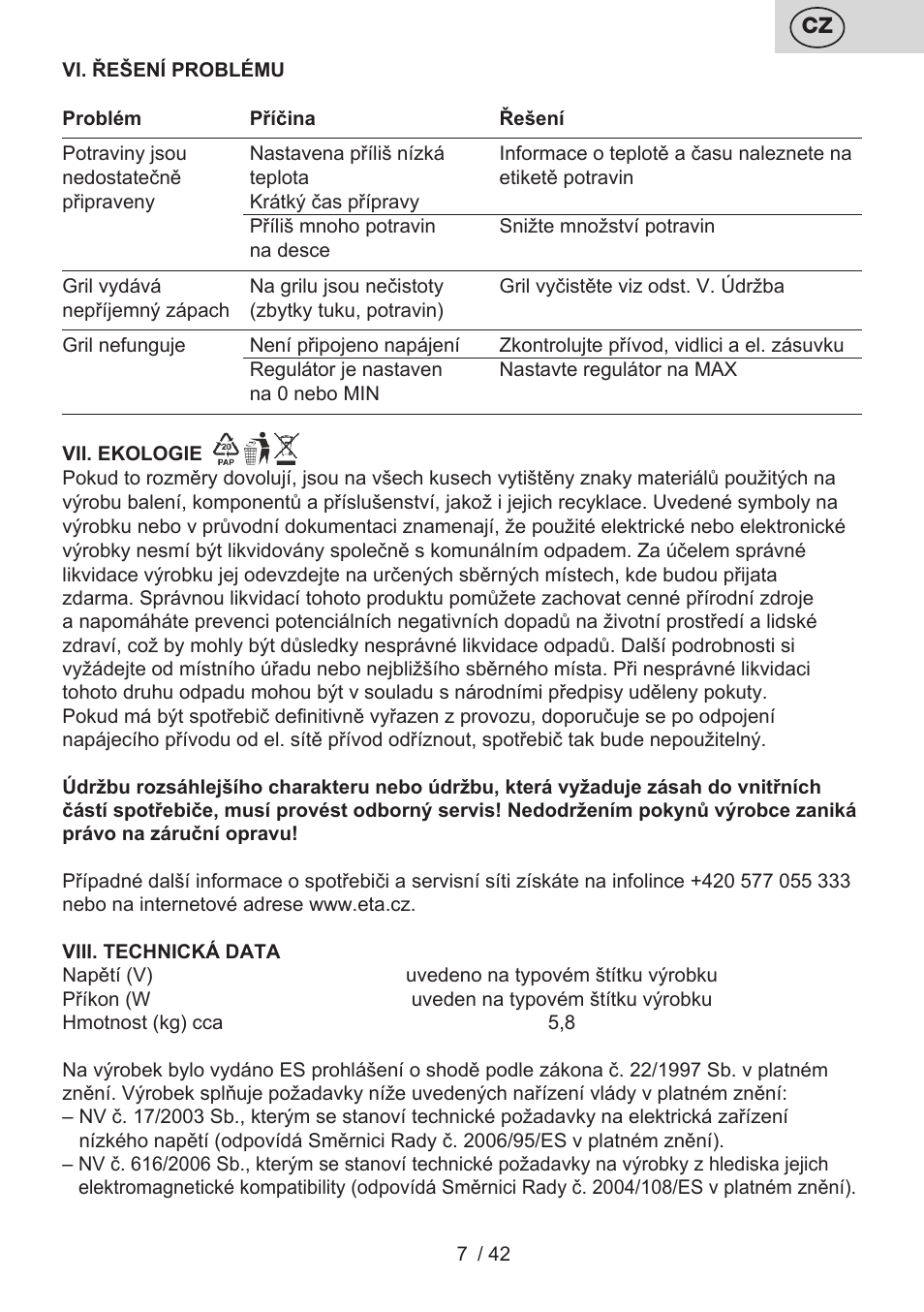 ETA Raclette User Manual | Page 7 / 44
