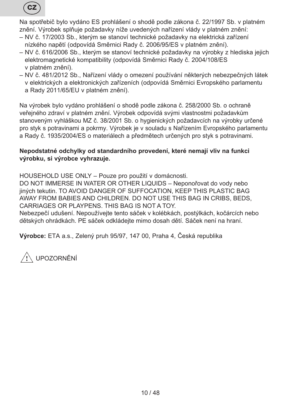 ETA Fricool User Manual | Page 10 / 52