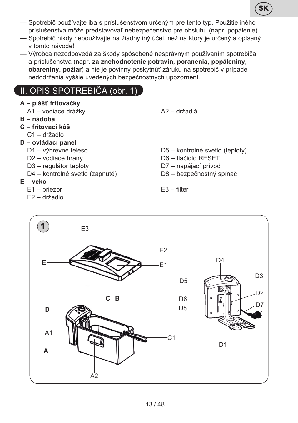 Ii. opis spotrebiča (obr. 1) | ETA Fricool User Manual | Page 13 / 52