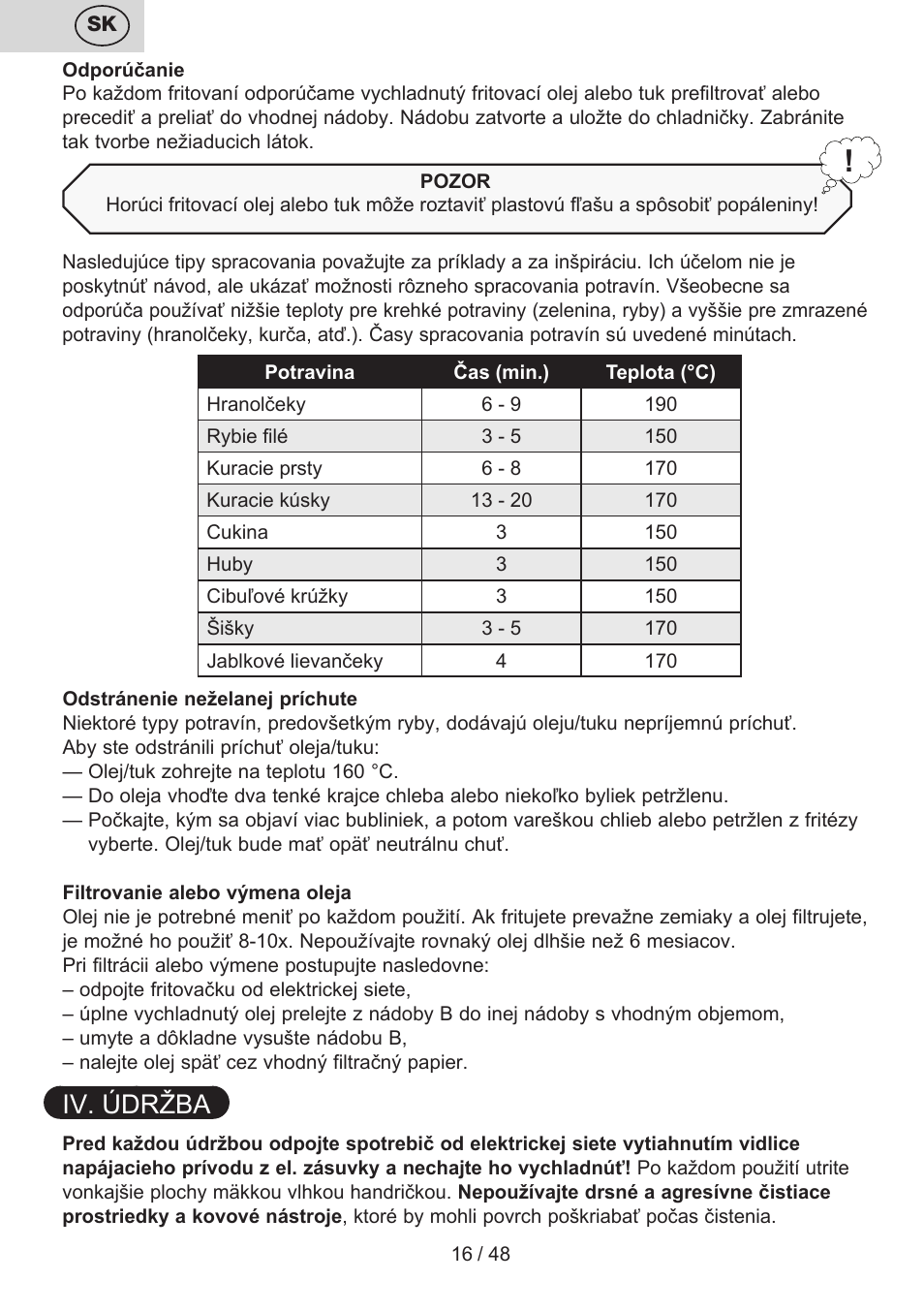 Iv. údržba | ETA Fricool User Manual | Page 16 / 52
