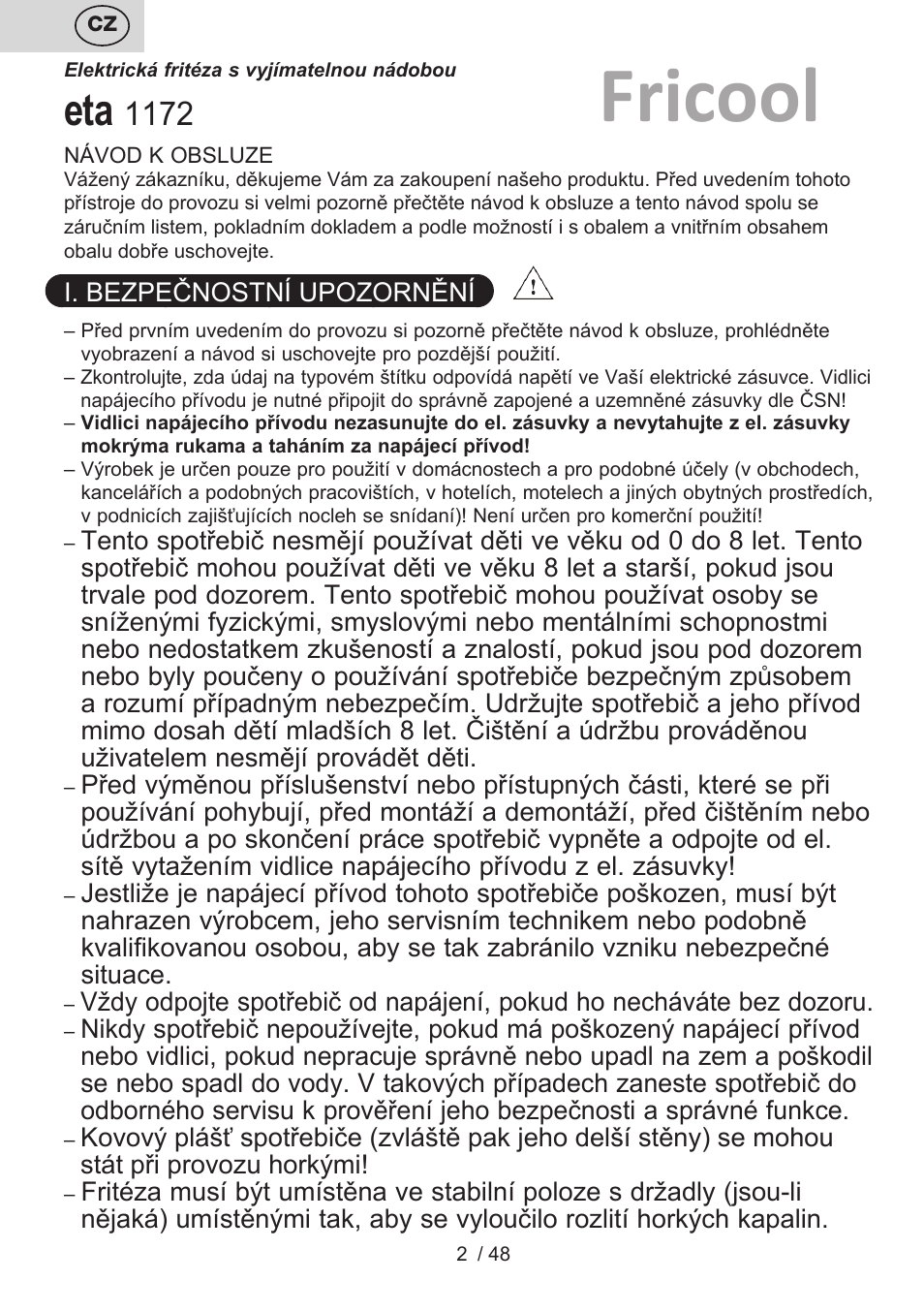 Fricool | ETA Fricool User Manual | Page 2 / 52