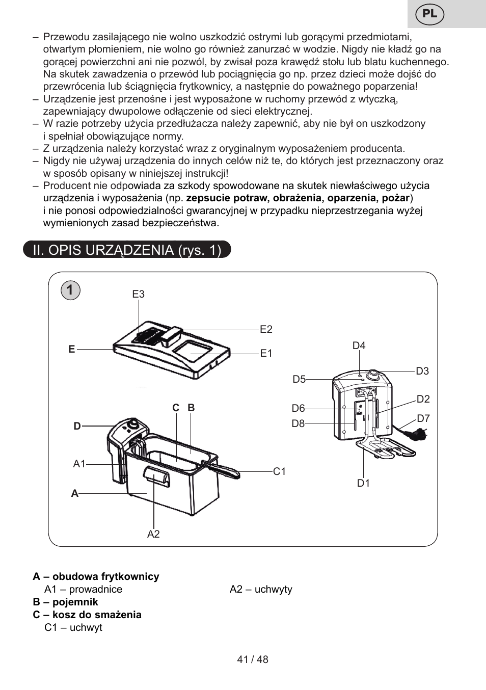 Ii. opis urządzenia (rys. 1) 1 | ETA Fricool User Manual | Page 41 / 52