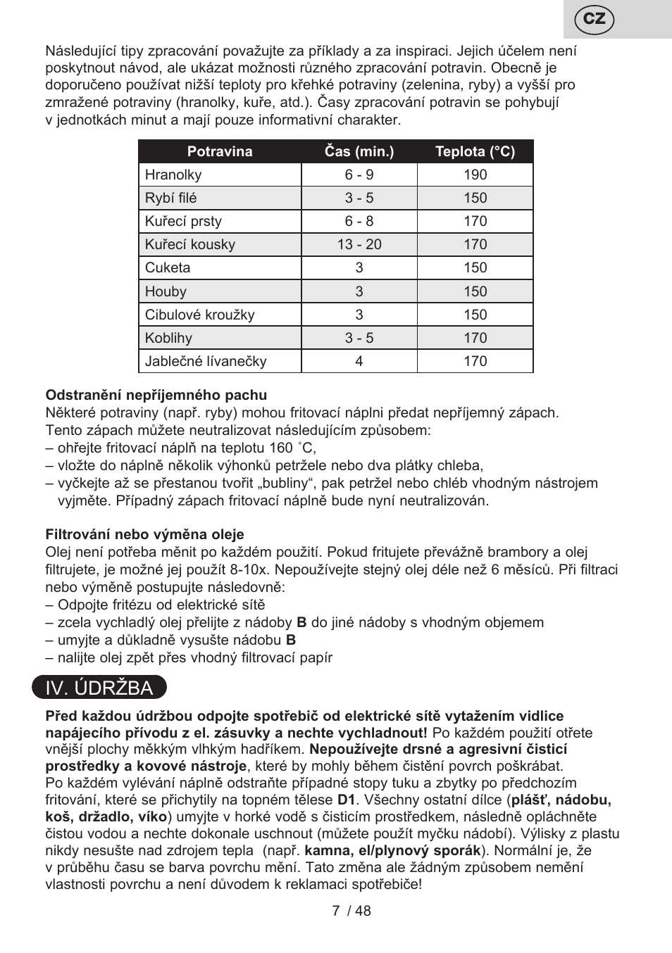 Iv. údržba | ETA Fricool User Manual | Page 7 / 52