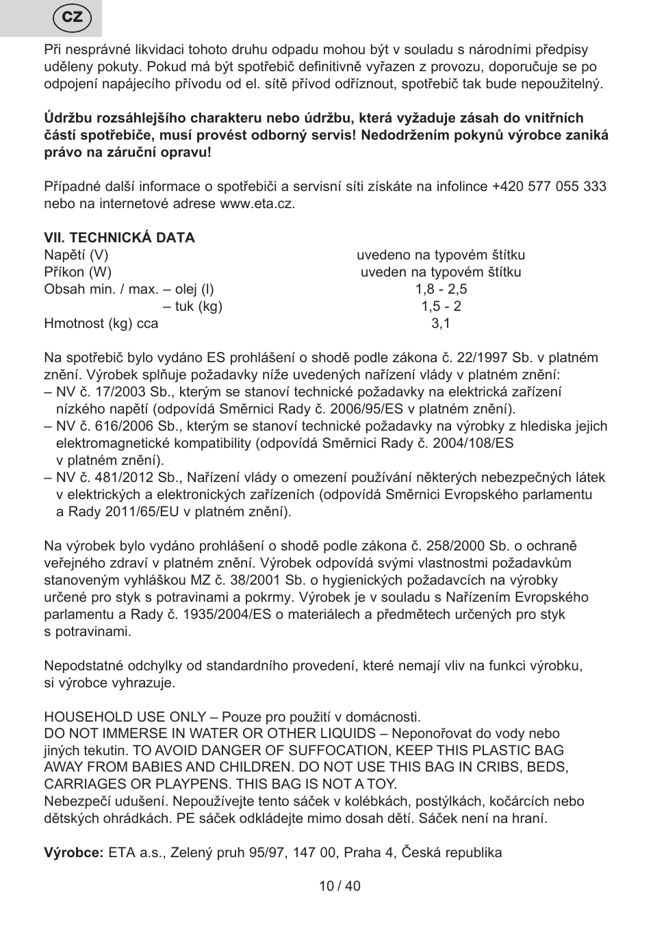 ETA Virtuoso User Manual | Page 10 / 44