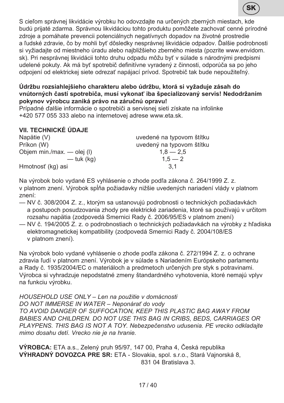 ETA Virtuoso User Manual | Page 17 / 44