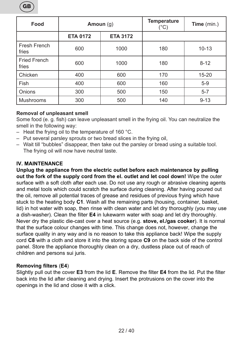 ETA Virtuoso User Manual | Page 22 / 44