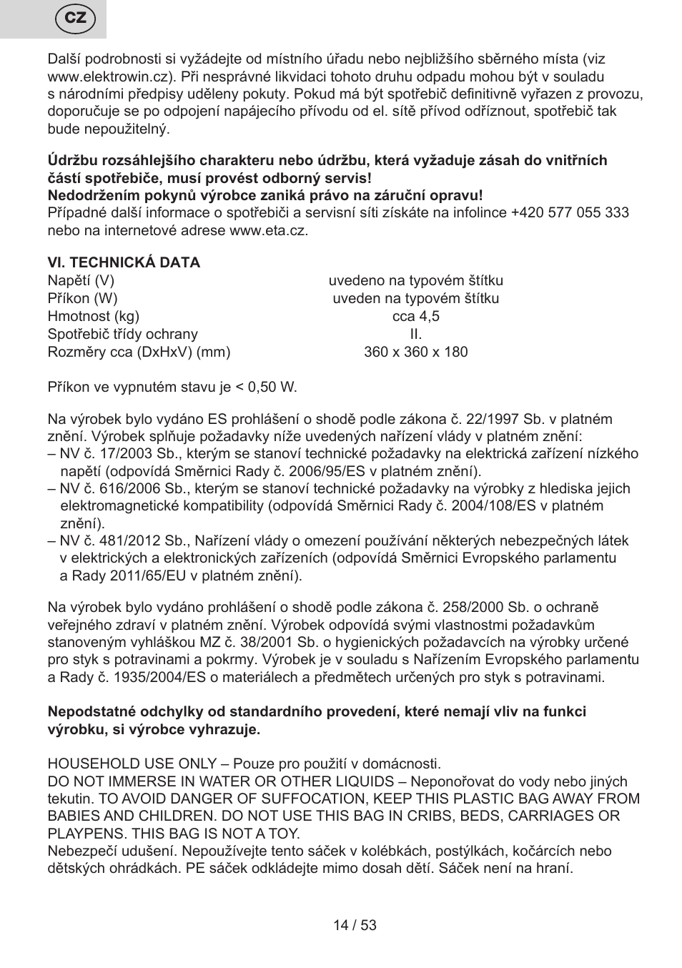 ETA Ambo User Manual | Page 14 / 56