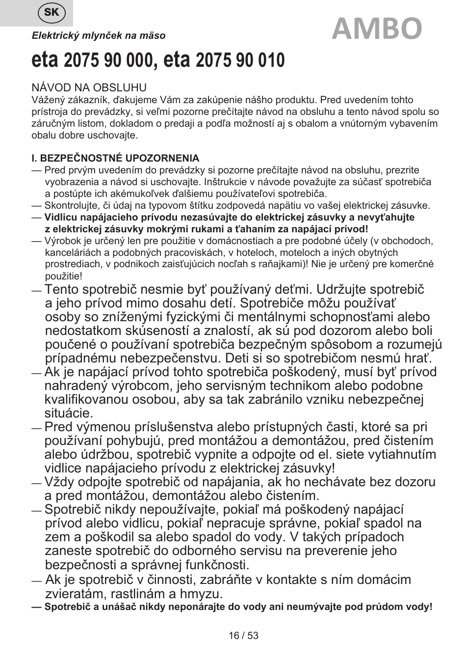 Ambo | ETA Ambo User Manual | Page 16 / 56