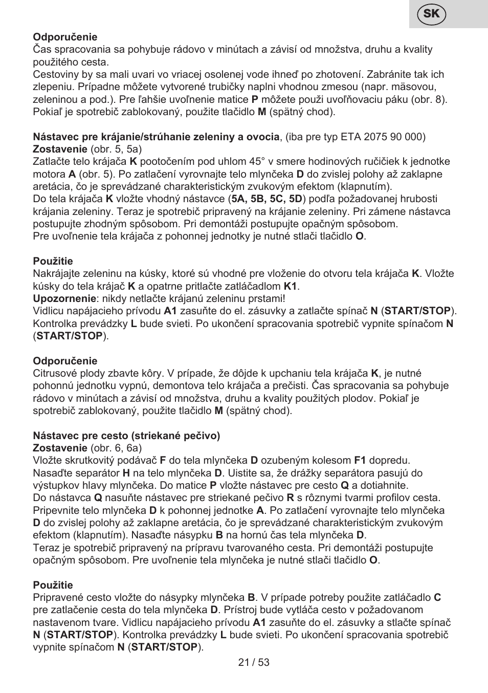 ETA Ambo User Manual | Page 21 / 56