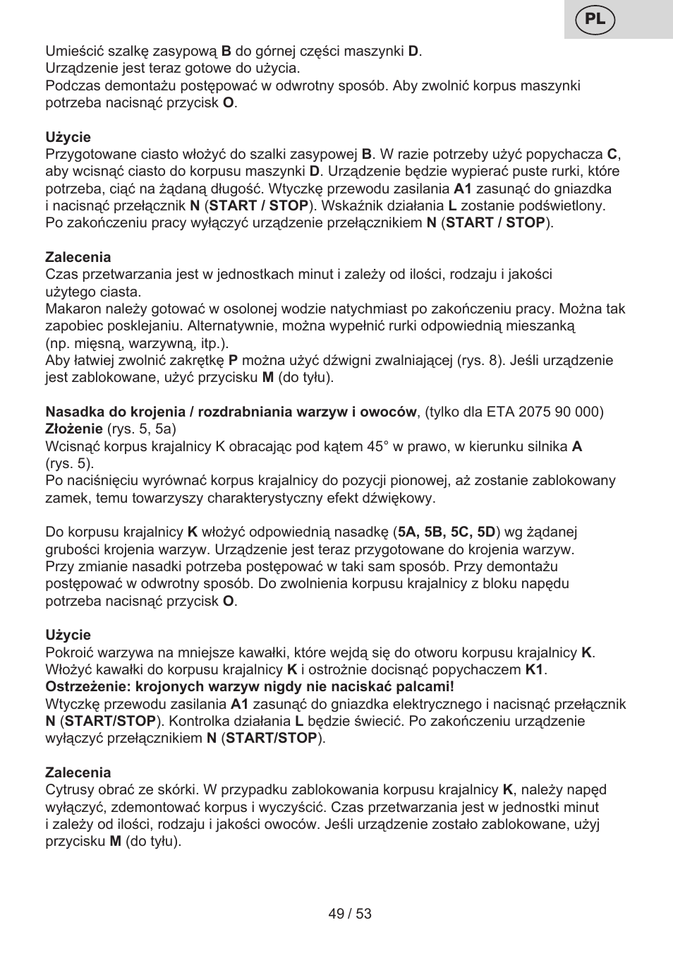 ETA Ambo User Manual | Page 49 / 56