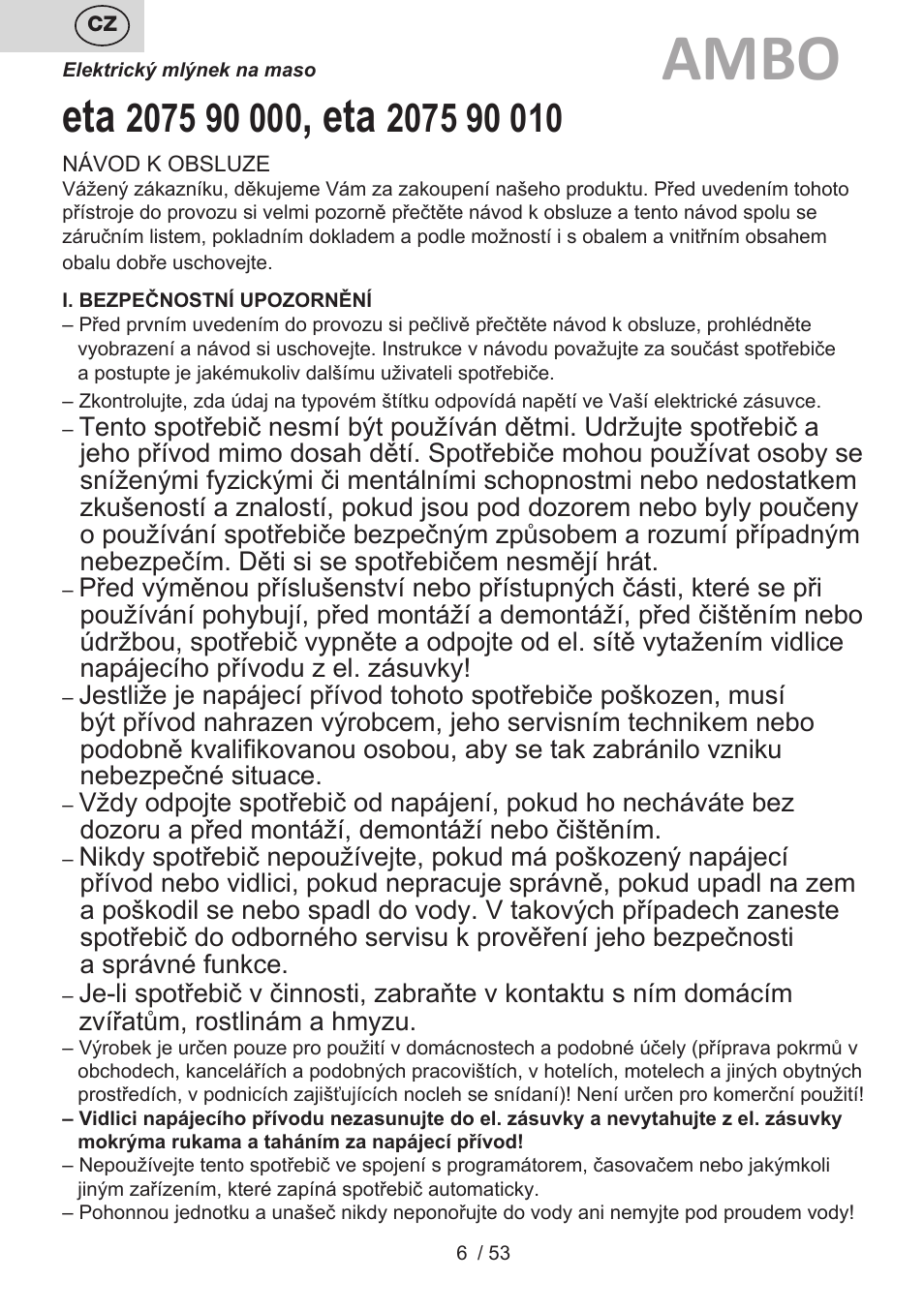 Ambo | ETA Ambo User Manual | Page 6 / 56