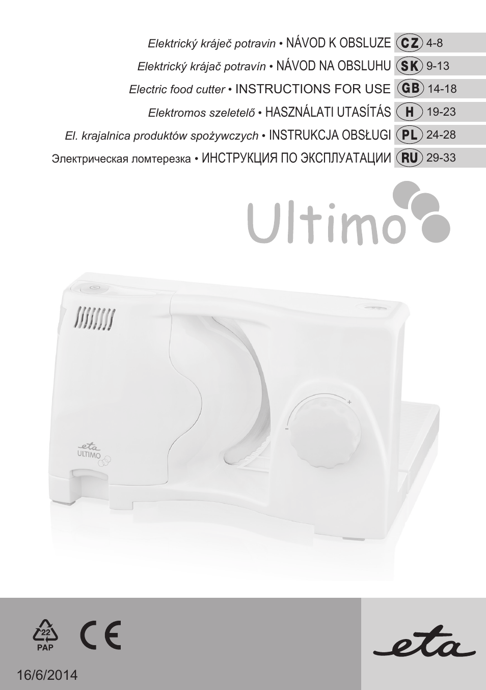 ETA Ultimo User Manual | 36 pages