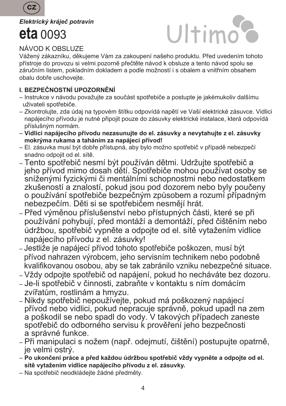 ETA Ultimo User Manual | Page 4 / 36