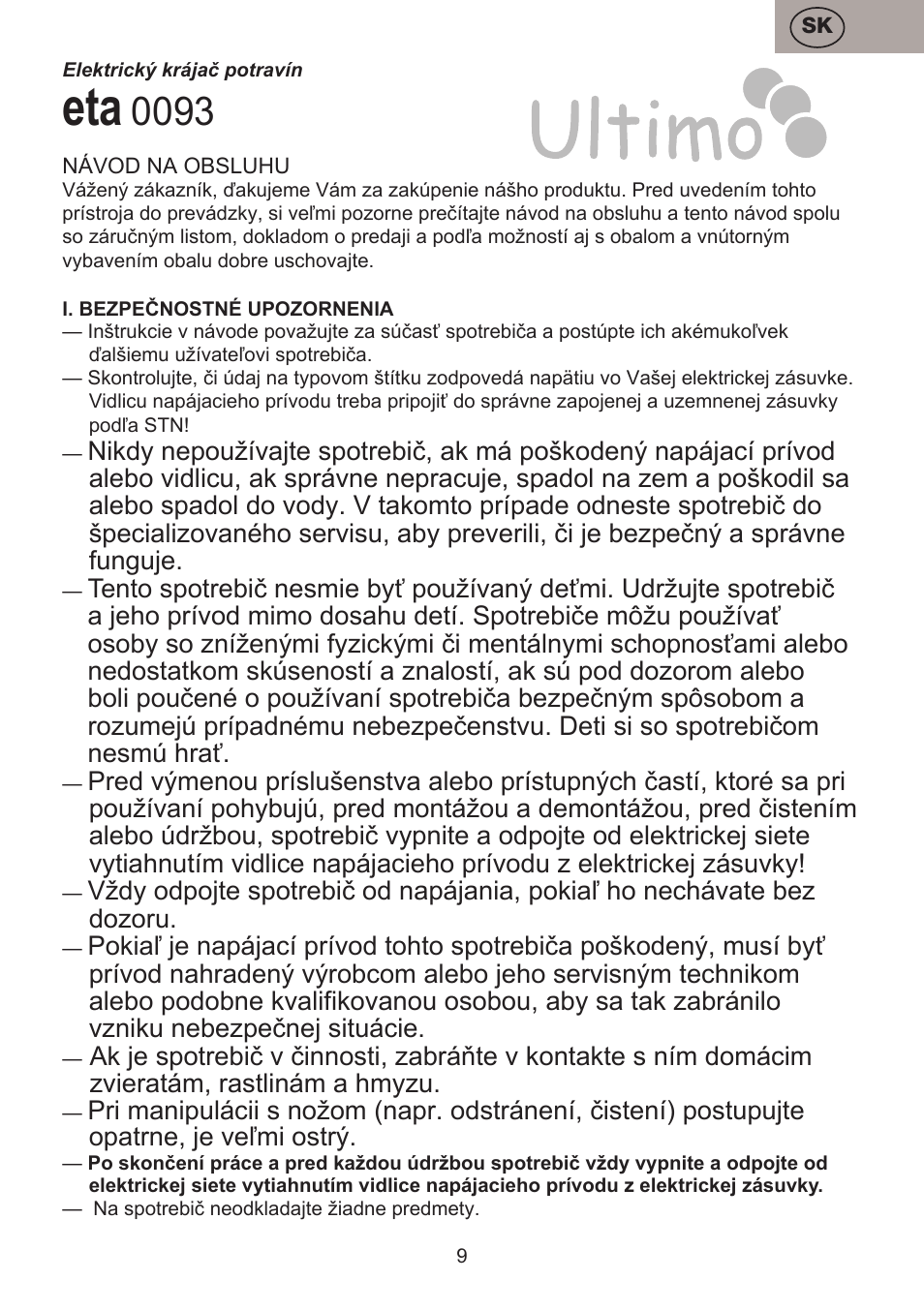 ETA Ultimo User Manual | Page 9 / 36