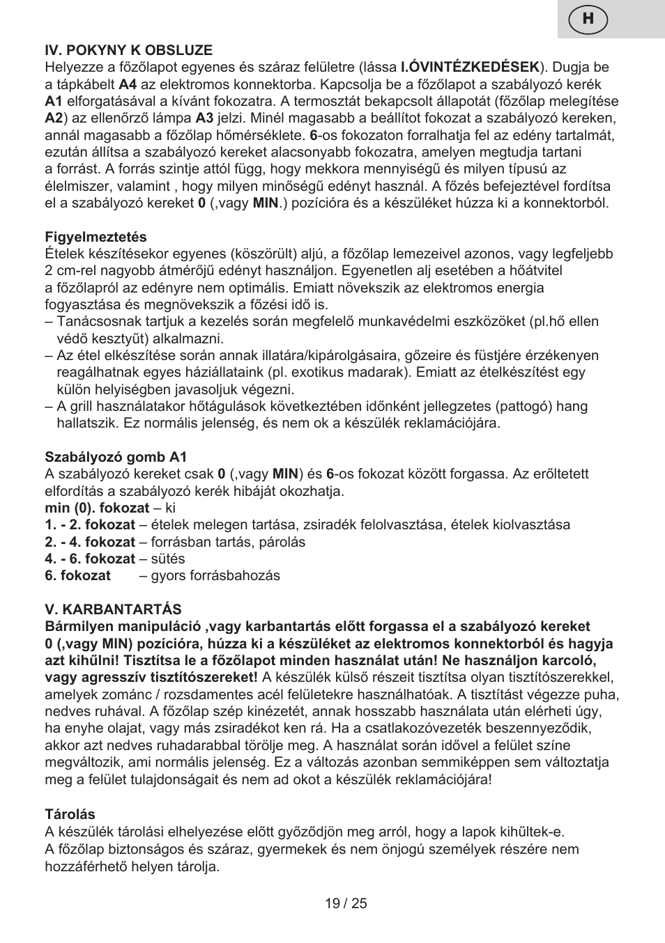 ETA Dvouplotýnkový vařič User Manual | Page 19 / 28