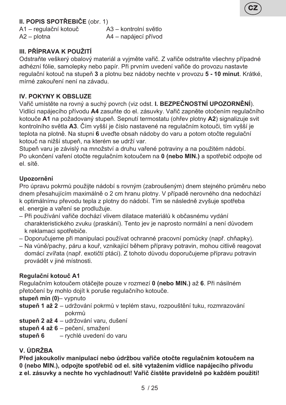 ETA Dvouplotýnkový vařič User Manual | Page 5 / 28