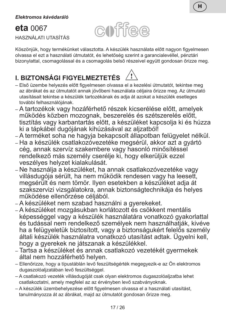 ETA Mlýnek na kávu User Manual | Page 17 / 28