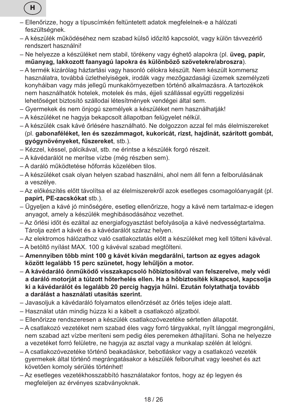 ETA Mlýnek na kávu User Manual | Page 18 / 28