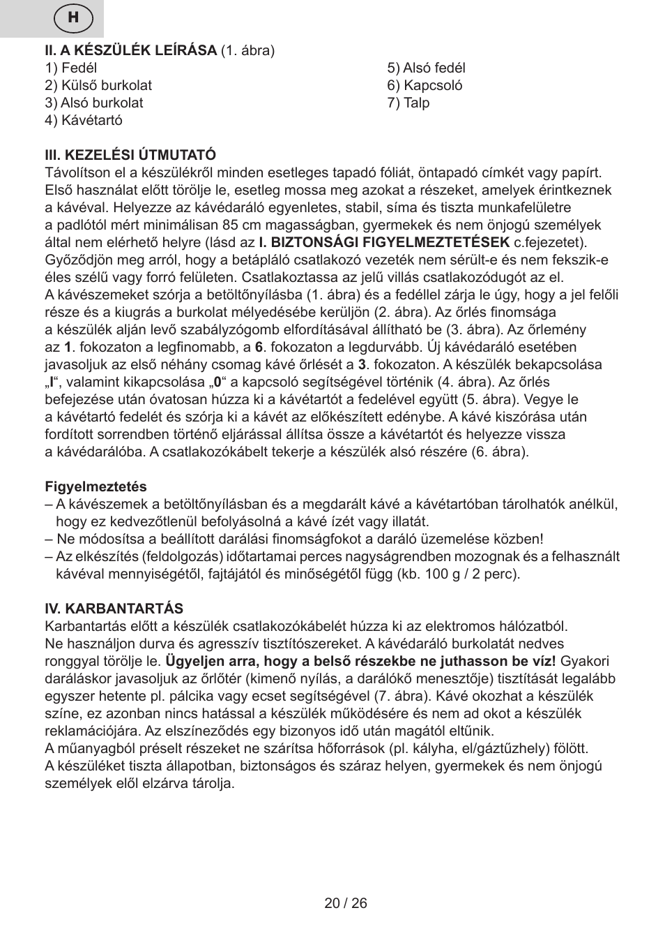 ETA Mlýnek na kávu User Manual | Page 20 / 28