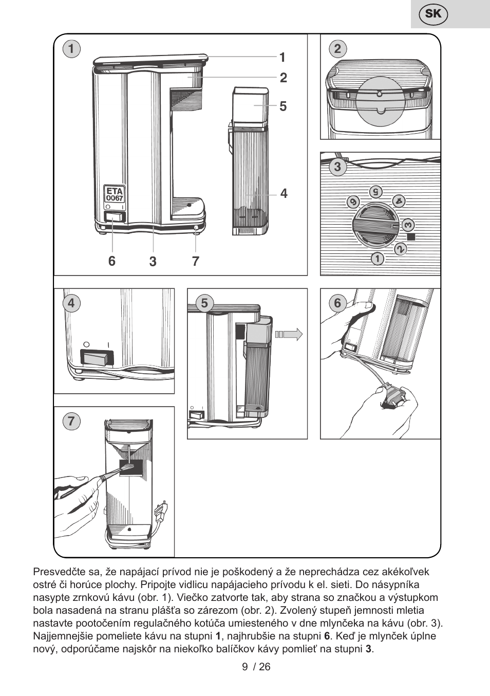 ETA Mlýnek na kávu User Manual | Page 9 / 28