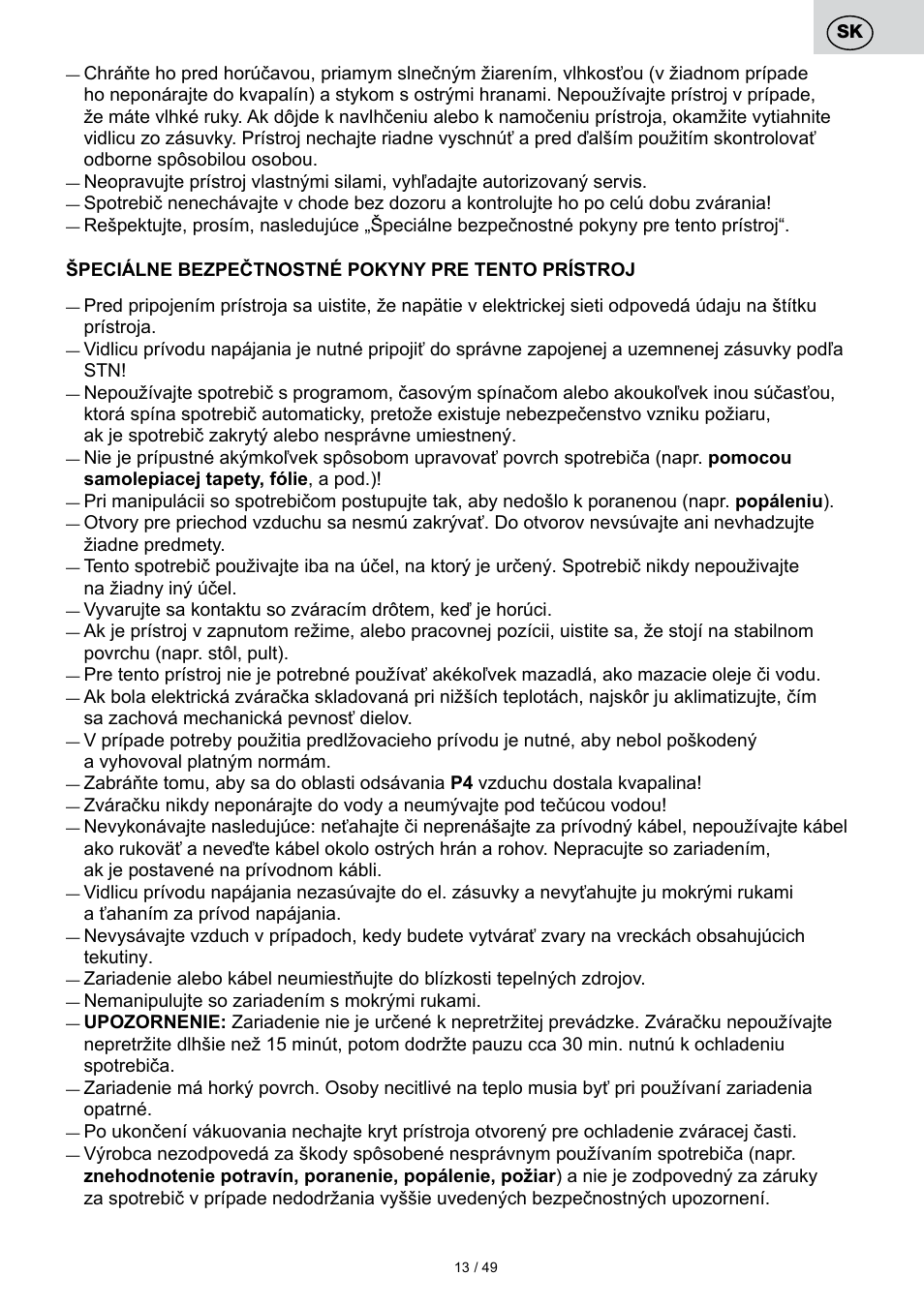 ETA Svářečka fólií Freshie User Manual | Page 13 / 52