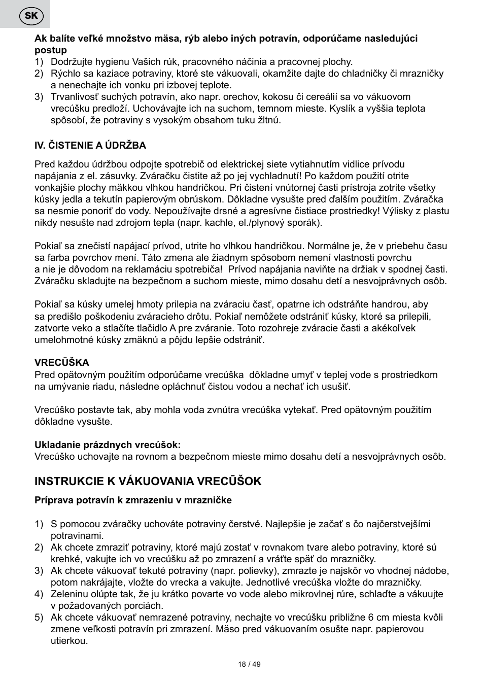 ETA Svářečka fólií Freshie User Manual | Page 18 / 52