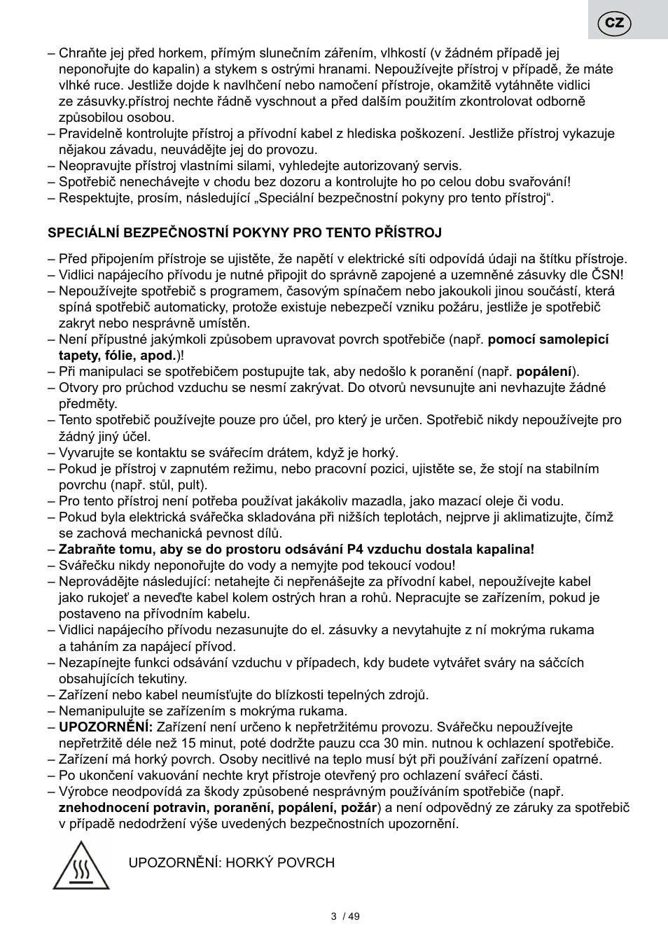 ETA Svářečka fólií Freshie User Manual | Page 3 / 52