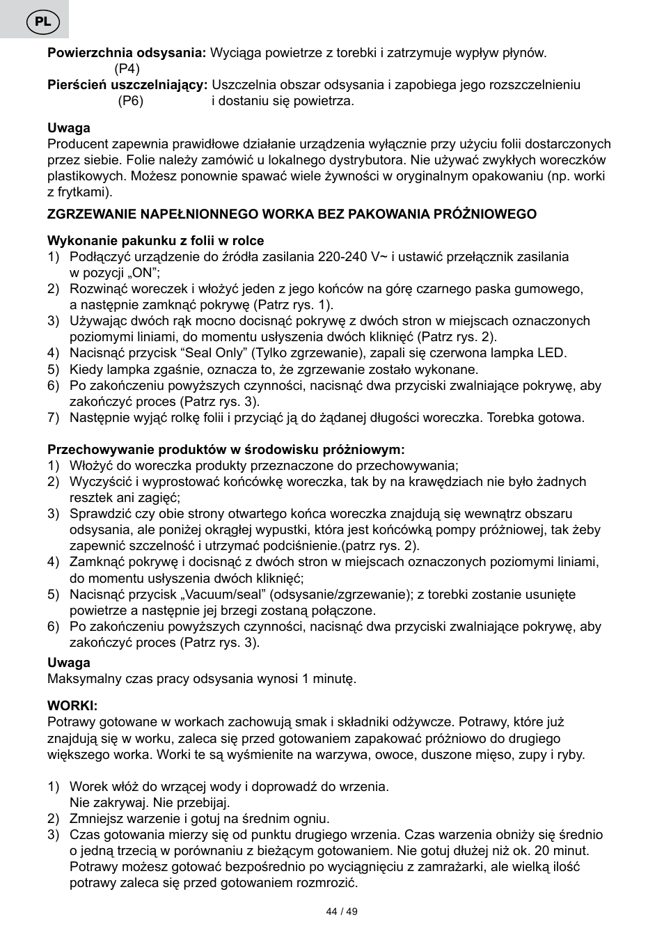 ETA Svářečka fólií Freshie User Manual | Page 44 / 52