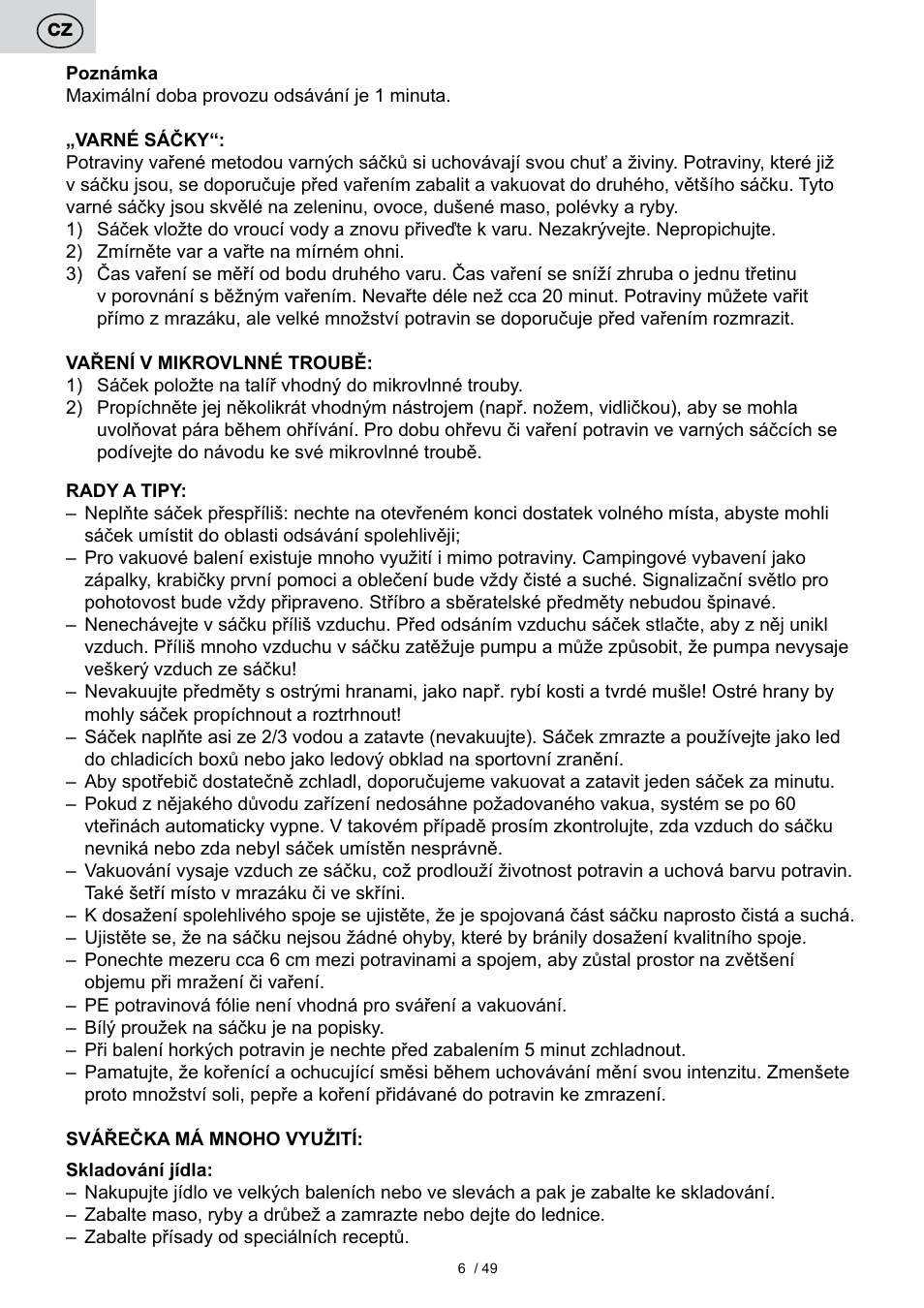 ETA Svářečka fólií Freshie User Manual | Page 6 / 52