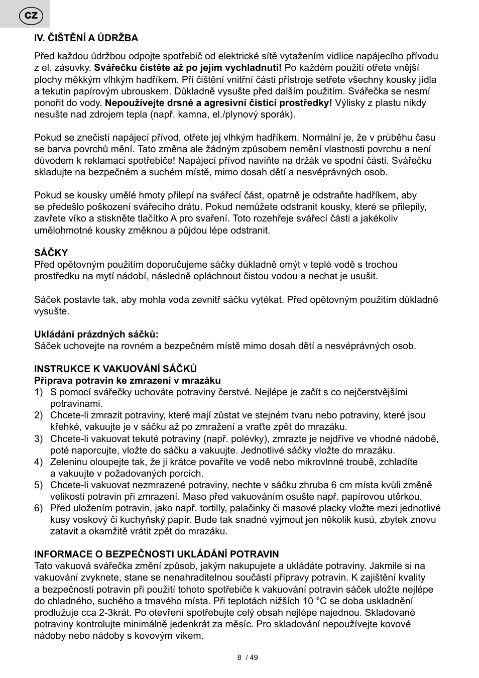 ETA Svářečka fólií Freshie User Manual | Page 8 / 52