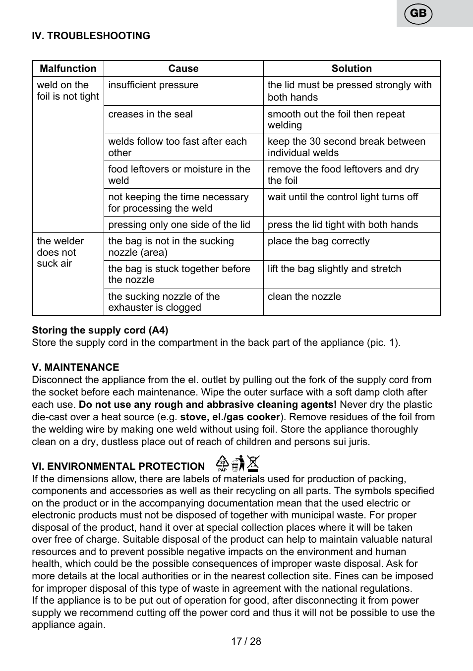 ETA Svářečka fólií Electronic User Manual | Page 17 / 32