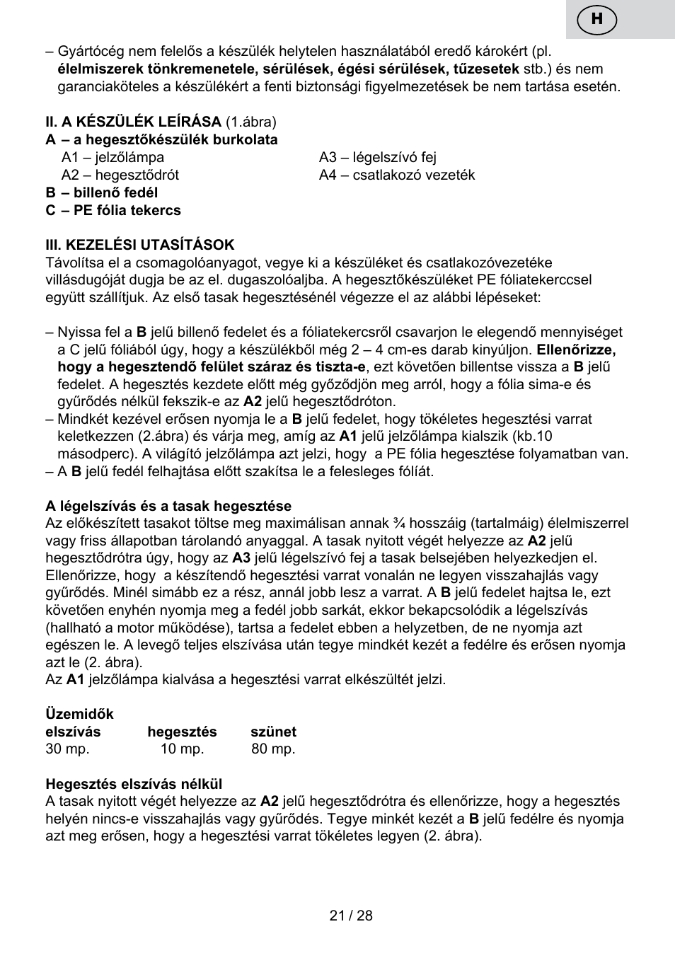 ETA Svářečka fólií Electronic User Manual | Page 21 / 32