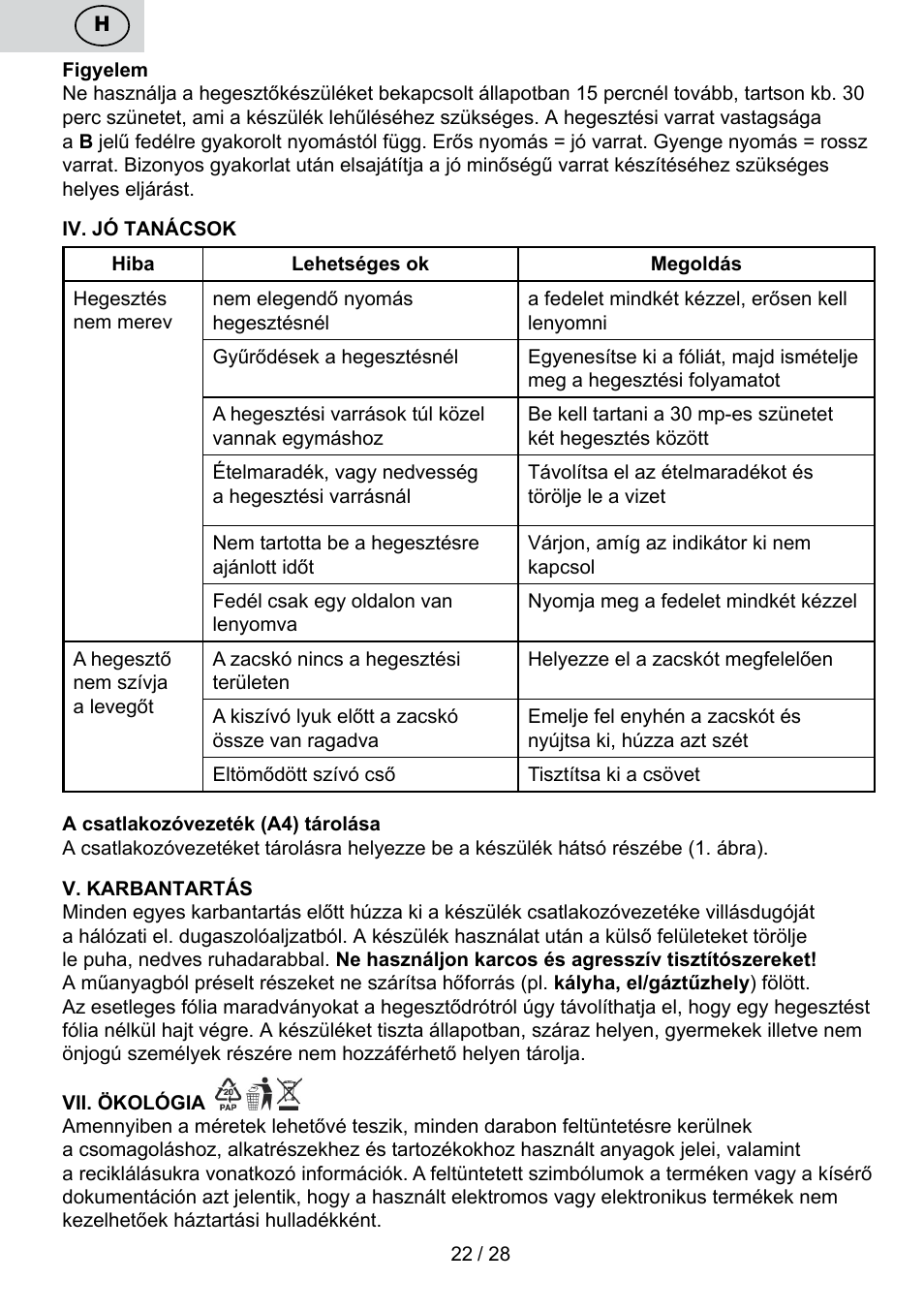 ETA Svářečka fólií Electronic User Manual | Page 22 / 32