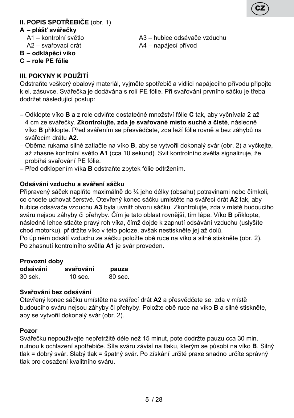 ETA Svářečka fólií Electronic User Manual | Page 5 / 32