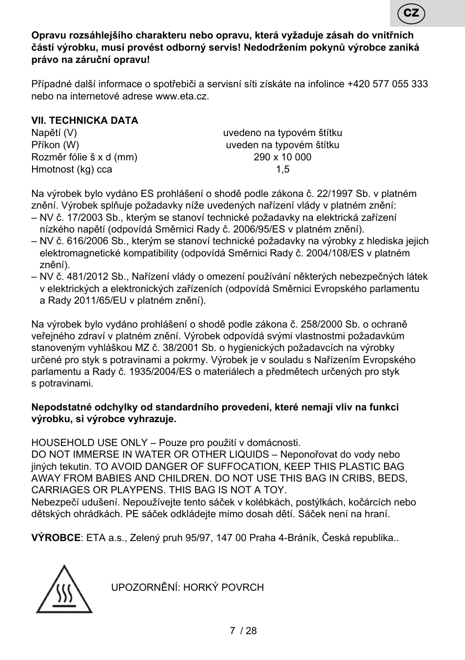 ETA Svářečka fólií Electronic User Manual | Page 7 / 32