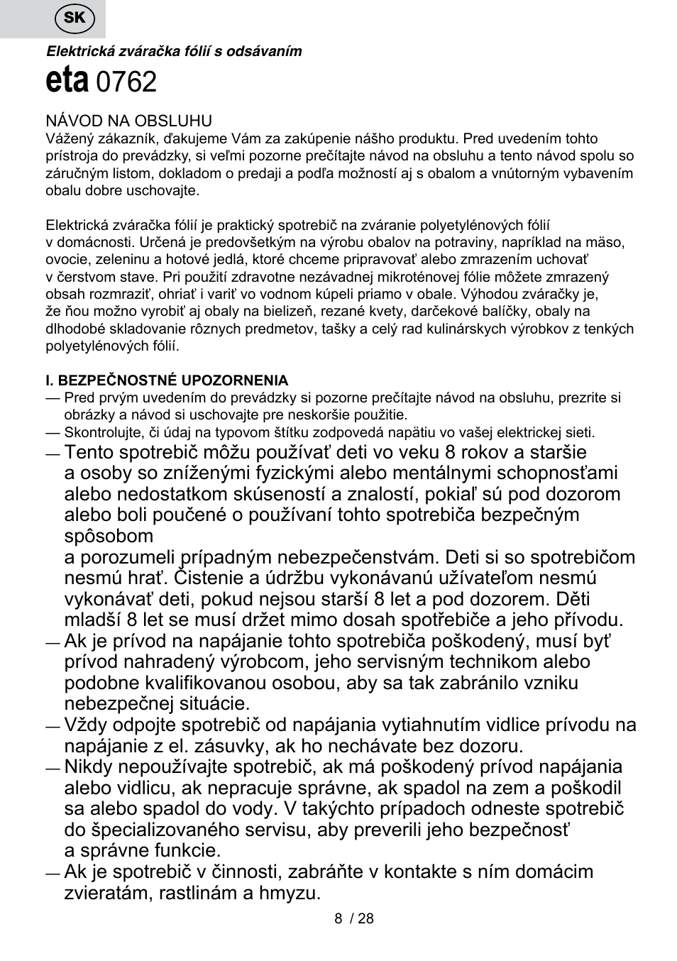 ETA Svářečka fólií Electronic User Manual | Page 8 / 32