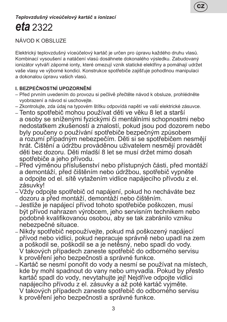 ETA Carolin User Manual | Page 3 / 40
