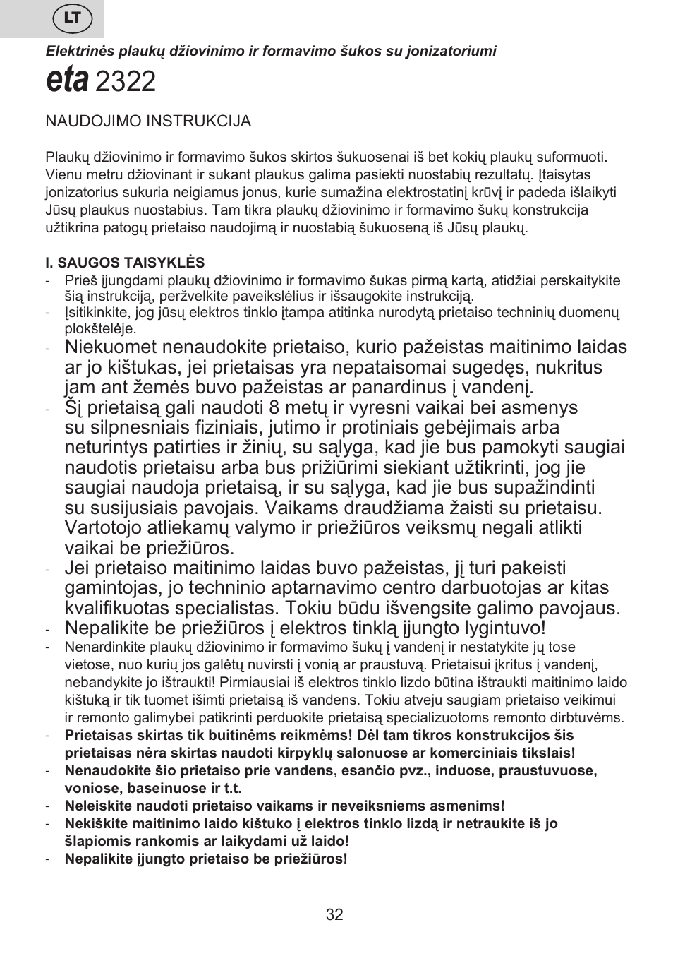 ETA Carolin User Manual | Page 32 / 40