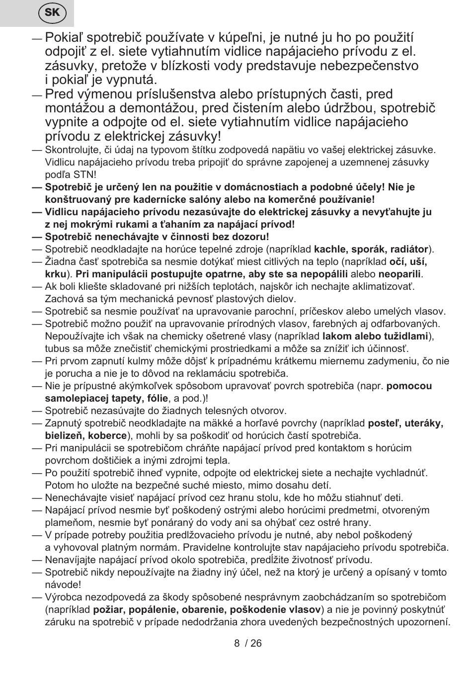 ETA Liliana Klešťová kulma User Manual | Page 8 / 28